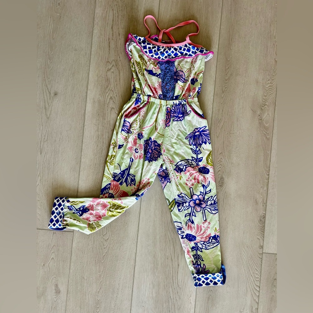 Matilda Jane Floral Jumpsuit with Pink and Blue
